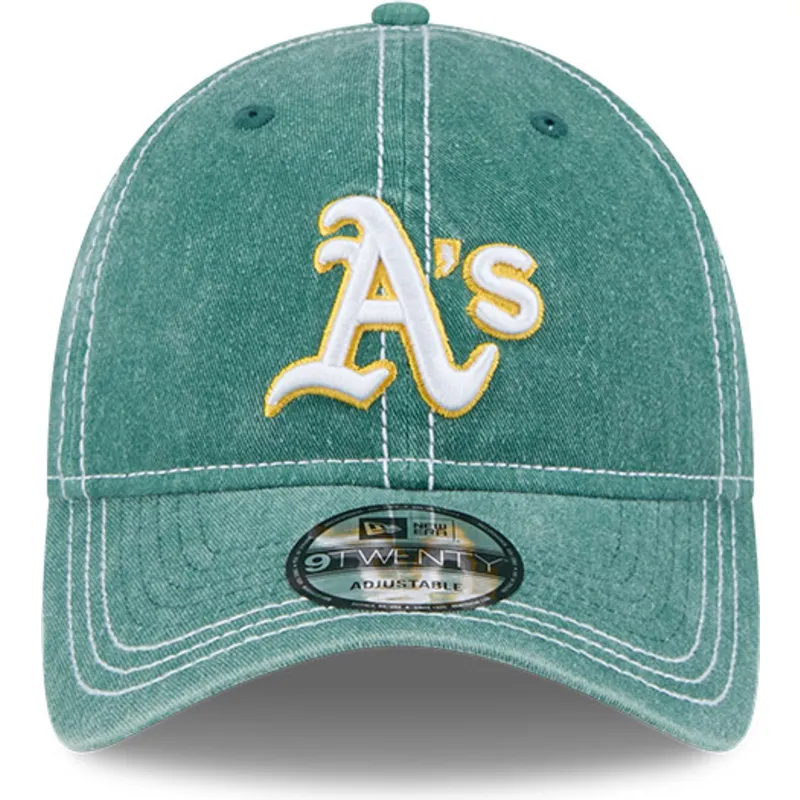 petten-gebogen-groen-verstelbaar-9twenty-washed-contrast-van-oakland-athletics-mlb-van-new-era