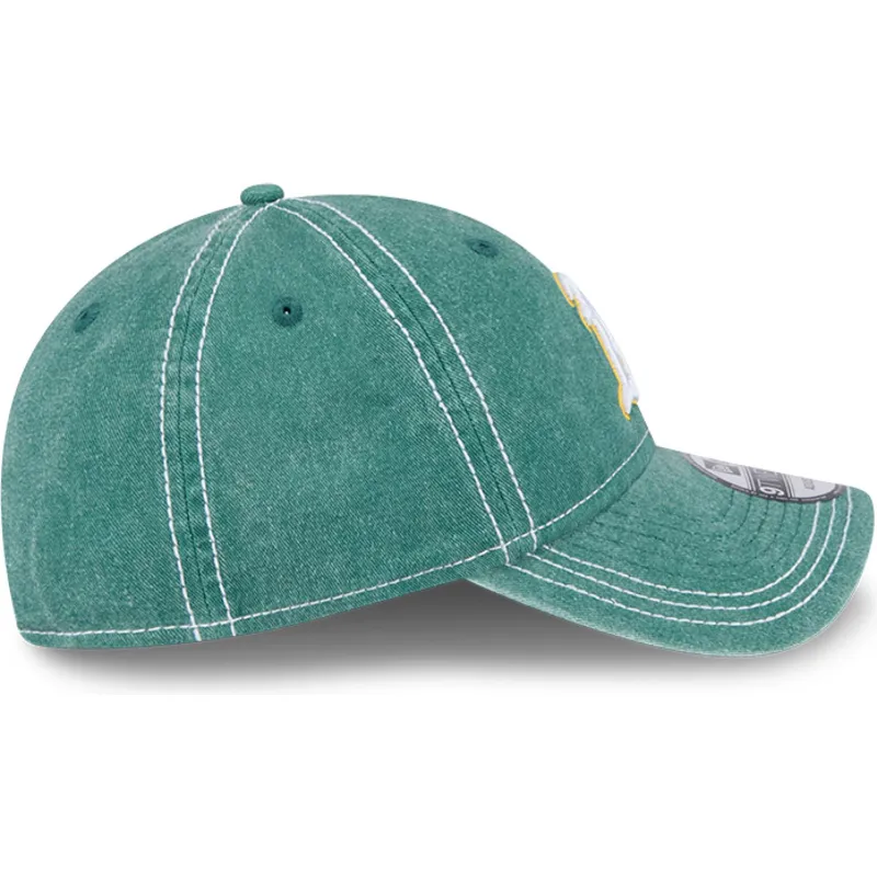 petten-gebogen-groen-verstelbaar-9twenty-washed-contrast-van-oakland-athletics-mlb-van-new-era