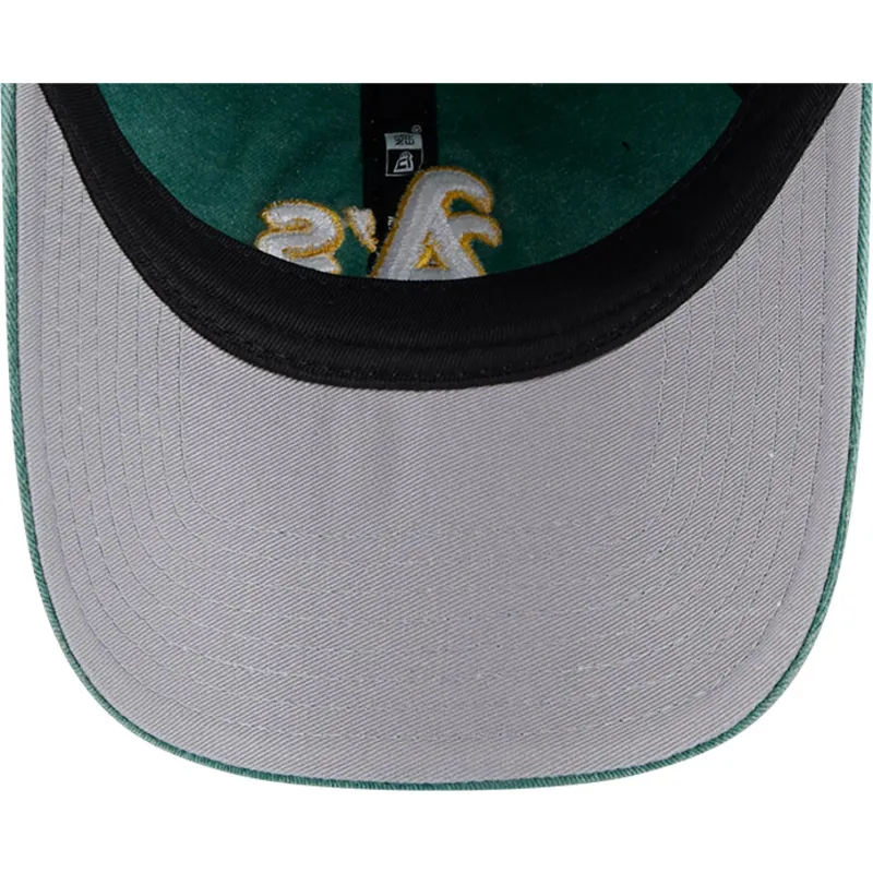 petten-gebogen-groen-verstelbaar-9twenty-washed-contrast-van-oakland-athletics-mlb-van-new-era