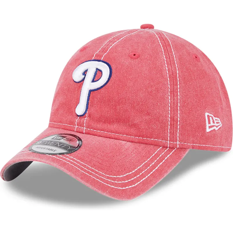 petten-gebogen-roze-verstelbaar-9twenty-washed-contrast-van-philadelphia-phillies-mlb-van-new-era