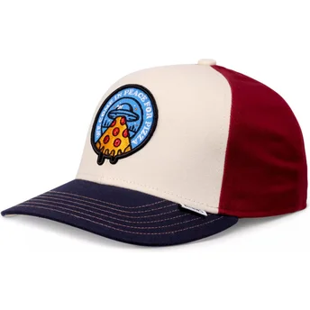 Petten gebogen meerkleurig snapback voor kinderen Peace Pizza Food van Djinns