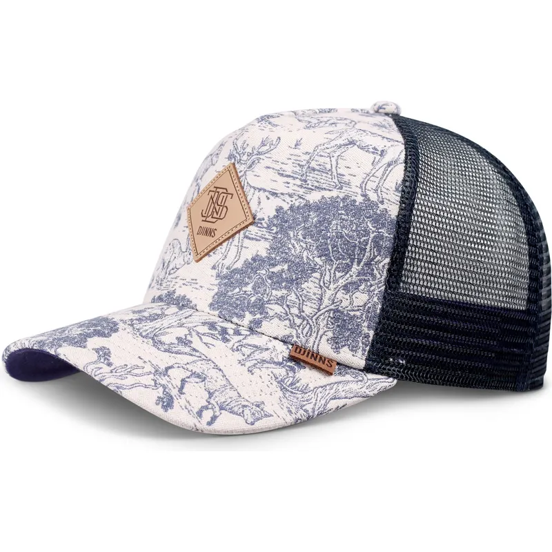 petten-gebogen-marineblauw-snapback-hft-deer-pattern-van-djinns