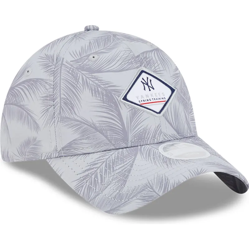 petten-gebogen-grijs-verstelbaar-9twenty-leaf-open-back-spring-training-fan-pack-2025-van-new-york-yankees-mlb-van-new-era