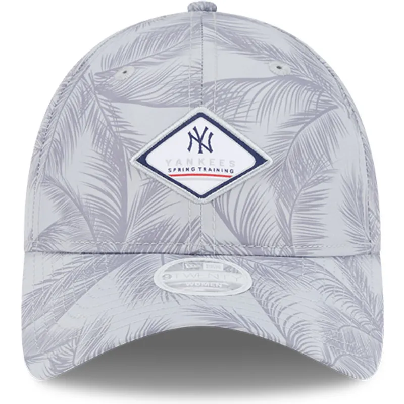 petten-gebogen-grijs-verstelbaar-9twenty-leaf-open-back-spring-training-fan-pack-2025-van-new-york-yankees-mlb-van-new-era