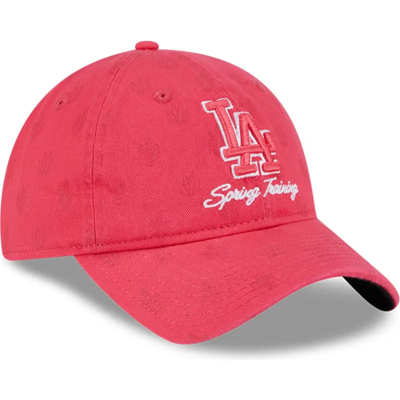 petten-gebogen-roze-verstelbaar-9twenty-pattern-spring-training-fan-pack-2025-van-los-angeles-dodgers-mlb-van-new-era