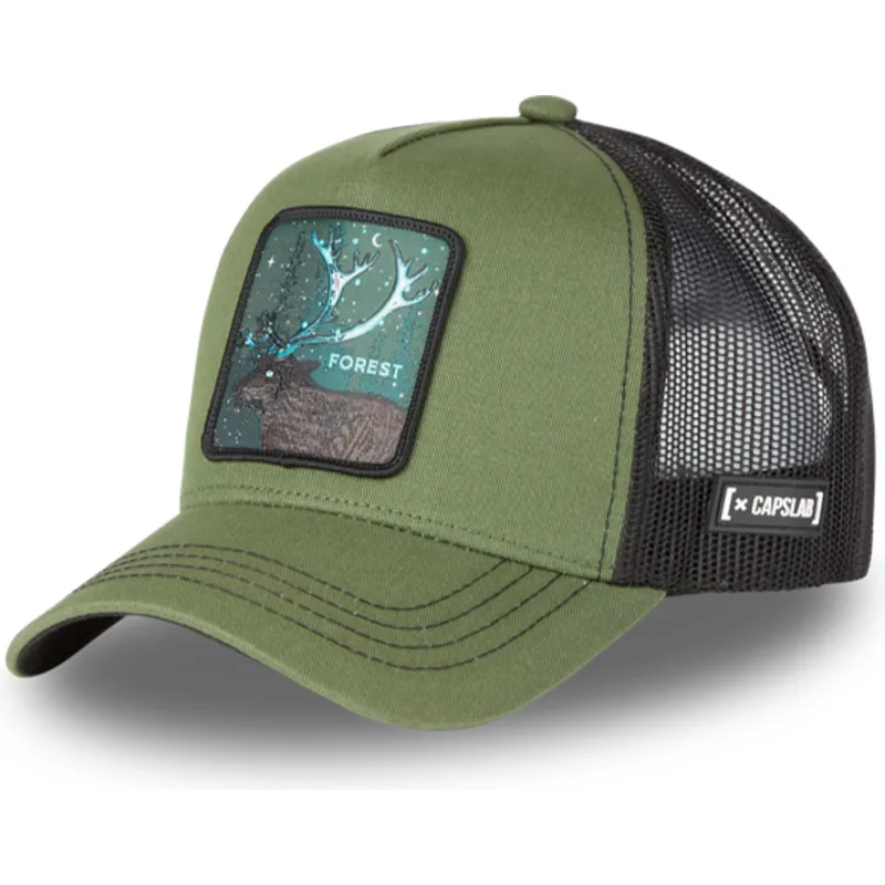 petten-gebogen-groen-snapback-forest-for2-hert-fabeldieren-van-capslab