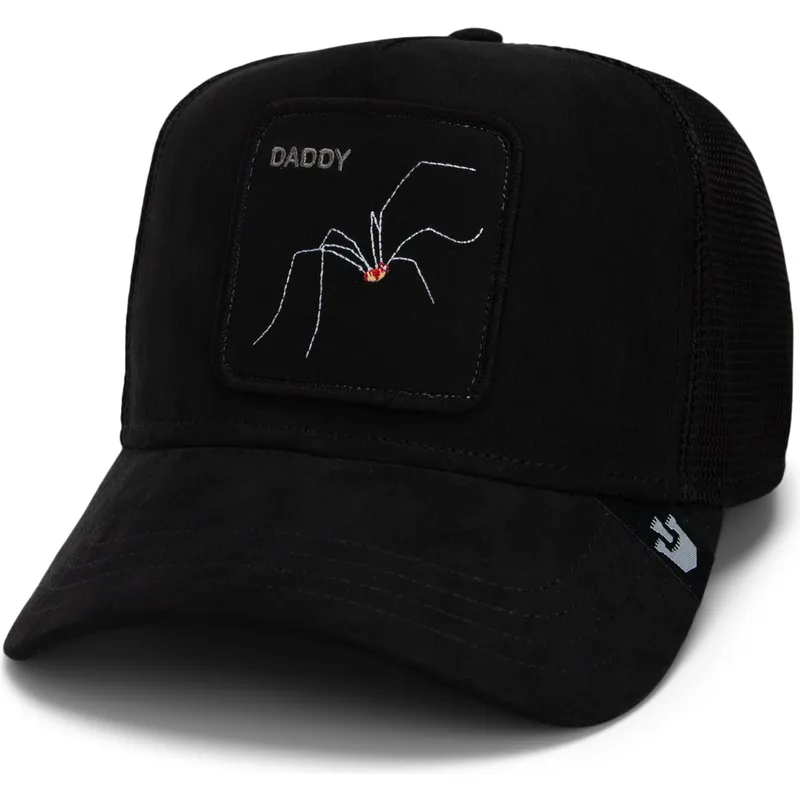 petten-gebogen-zwart-snapback-daddy-the-suede-spider-global-core-micro-suede-the-farm-van-goorin-bros