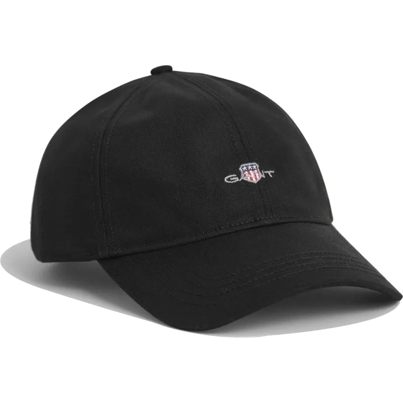 petten-gebogen-zwart-verstelbaar-shield-cotton-twill-black-van-gant