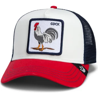 Petten gebogen meerkleurig snapback Goorin Bros. Cock Team Rooster Original Recipe Team Pride The Farm White, Navy Blue and Red Hat The Farm van Goorin Bros.
