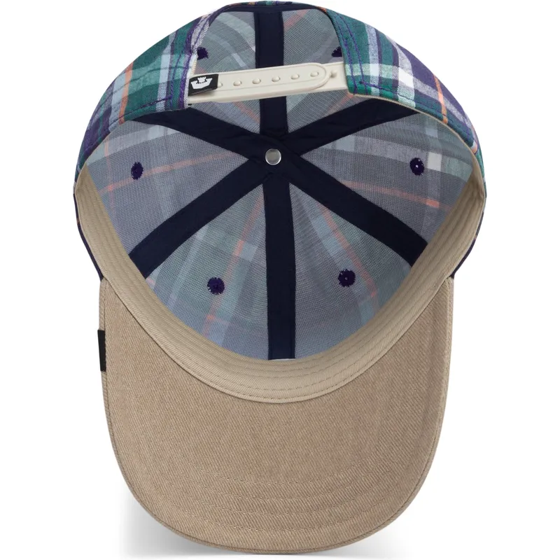 petten-gebogen-meerkleurig-snapback-goorin-bros-curved-brim-hardly-working-papa-cap-madras-the-farm-navy-blue-and-brown-cap-the-