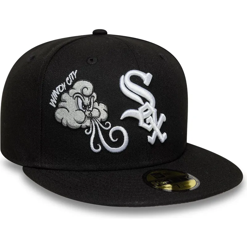 petten-plat-zwart-fitted-59fifty-food-icon-windy-city-van-chicago-white-sox-mlb-van-new-era