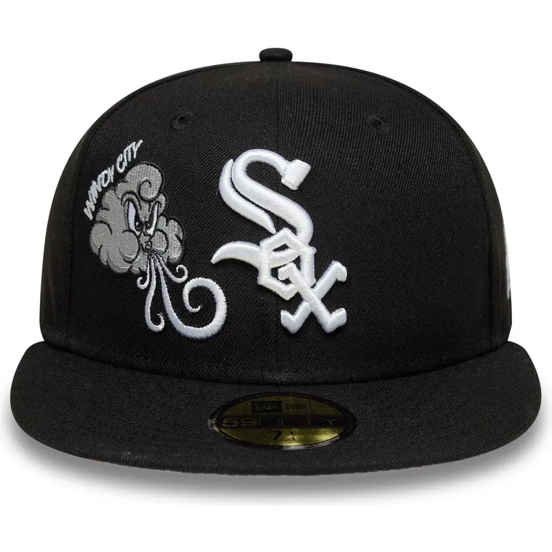 petten-plat-zwart-fitted-59fifty-food-icon-windy-city-van-chicago-white-sox-mlb-van-new-era
