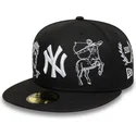 petten-plat-zwart-fitted-59fifty-mythical-van-new-york-yankees-mlb-van-new-era