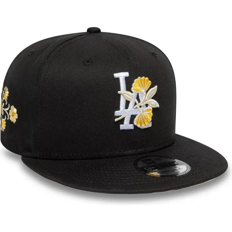 petten-plat-zwart-snapback-9fifty-floral-van-los-angeles-dodgers-mlb-van-new-era