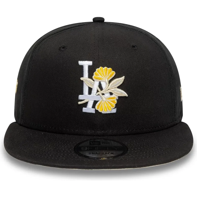 petten-plat-zwart-snapback-9fifty-floral-van-los-angeles-dodgers-mlb-van-new-era