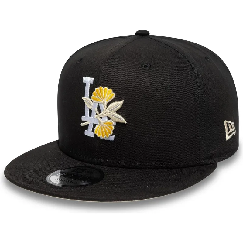 petten-plat-zwart-snapback-9fifty-floral-van-los-angeles-dodgers-mlb-van-new-era