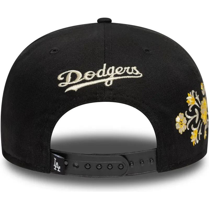 petten-plat-zwart-snapback-9fifty-floral-van-los-angeles-dodgers-mlb-van-new-era