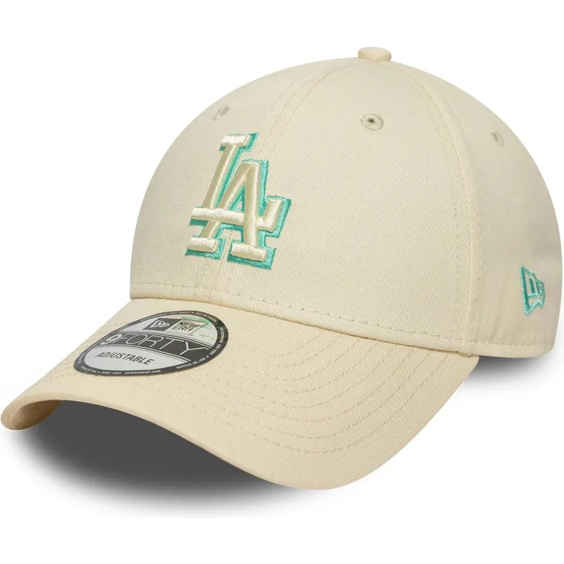 petten-gebogen-beige-verstelbaar-9forty-team-outline-van-los-angeles-dodgers-mlb-van-new-era