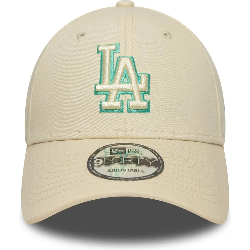 petten-gebogen-beige-verstelbaar-9forty-team-outline-van-los-angeles-dodgers-mlb-van-new-era