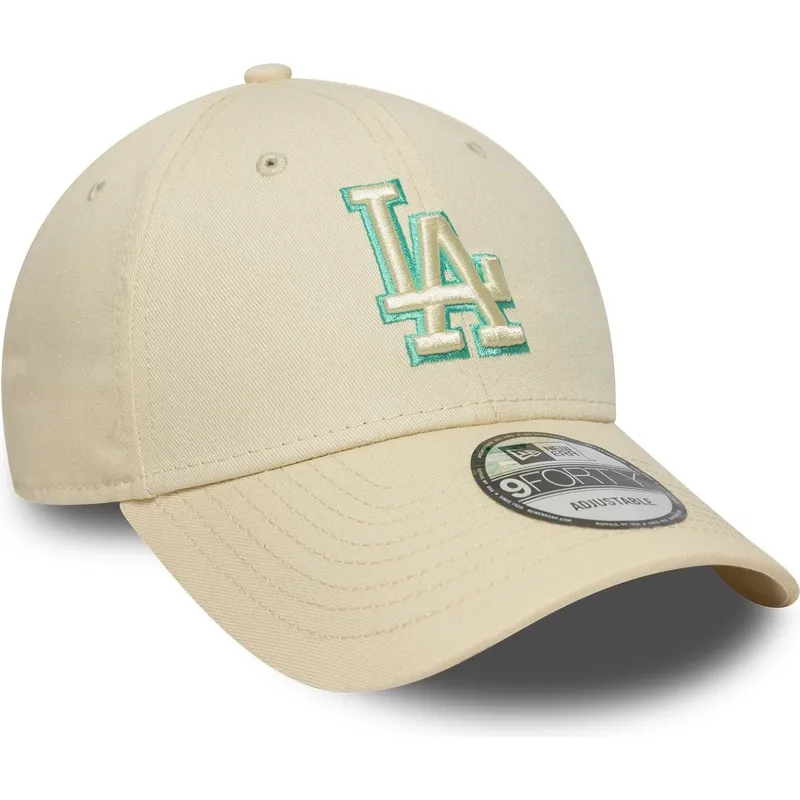 petten-gebogen-beige-verstelbaar-9forty-team-outline-van-los-angeles-dodgers-mlb-van-new-era