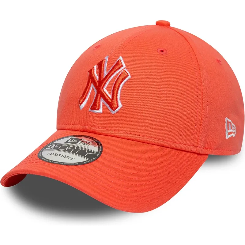 petten-gebogen-oranje-verstelbaar-9forty-team-outline-van-new-york-yankees-mlb-van-new-era