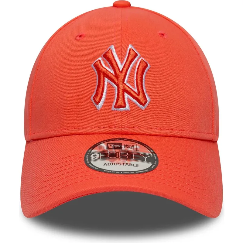 petten-gebogen-oranje-verstelbaar-9forty-team-outline-van-new-york-yankees-mlb-van-new-era