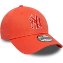 petten-gebogen-oranje-verstelbaar-9forty-team-outline-van-new-york-yankees-mlb-van-new-era