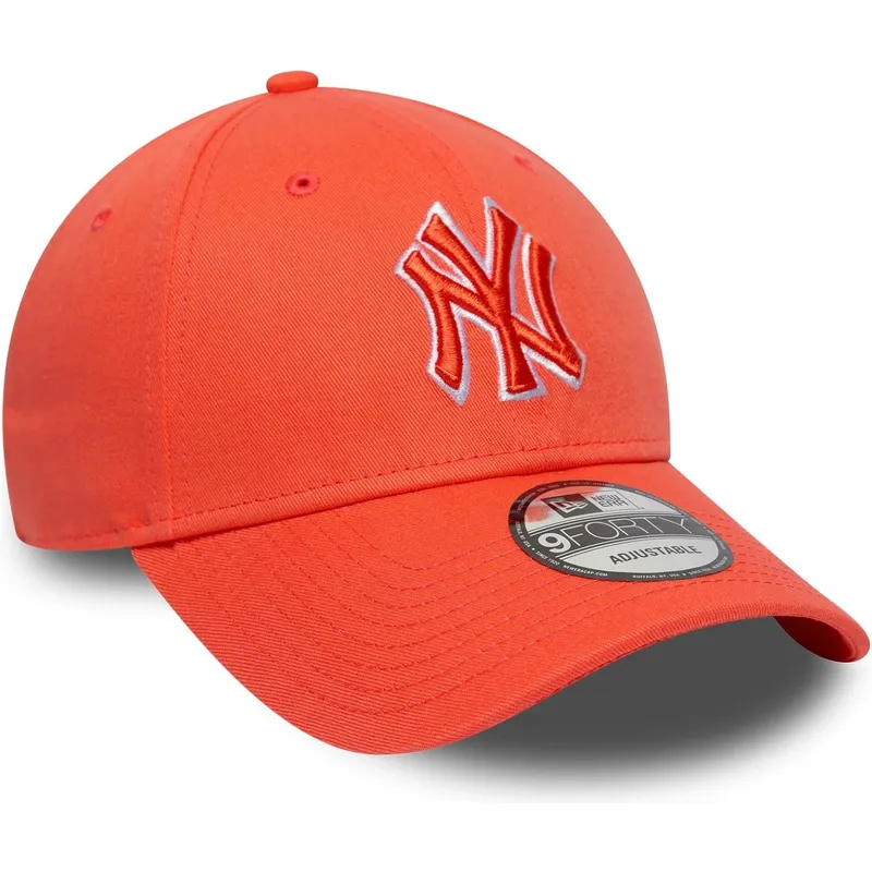 petten-gebogen-oranje-verstelbaar-9forty-team-outline-van-new-york-yankees-mlb-van-new-era