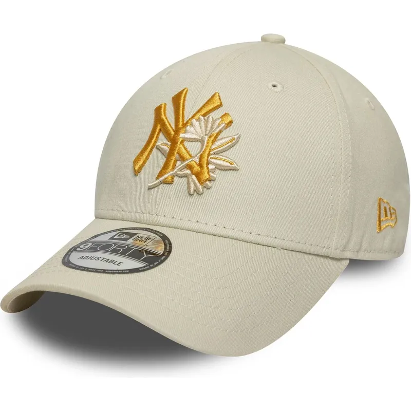 petten-gebogen-beige-verstelbaar-9forty-floral-icon-van-new-york-yankees-mlb-van-new-era