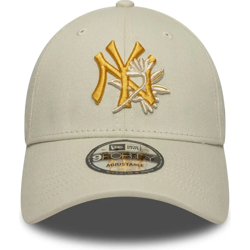 petten-gebogen-beige-verstelbaar-9forty-floral-icon-van-new-york-yankees-mlb-van-new-era