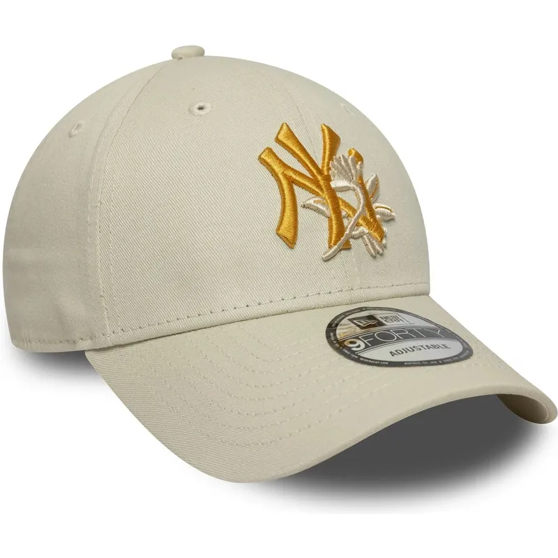 petten-gebogen-beige-verstelbaar-9forty-floral-icon-van-new-york-yankees-mlb-van-new-era