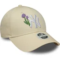 petten-gebogen-beige-verstelbaar-9forty-beaded-van-new-york-yankees-mlb-van-new-era