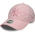 petten-gebogen-roze-verstelbaar-9forty-floral-towelling-van-new-york-yankees-mlb-van-new-era