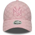 petten-gebogen-roze-verstelbaar-9forty-floral-towelling-van-new-york-yankees-mlb-van-new-era