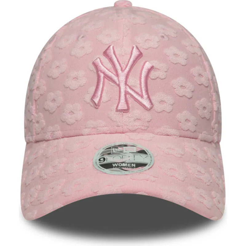 petten-gebogen-roze-verstelbaar-9forty-floral-towelling-van-new-york-yankees-mlb-van-new-era