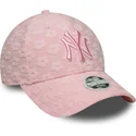 petten-gebogen-roze-verstelbaar-9forty-floral-towelling-van-new-york-yankees-mlb-van-new-era