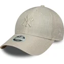 petten-gebogen-beige-verstelbaar-9forty-woven-van-new-york-yankees-mlb-van-new-era
