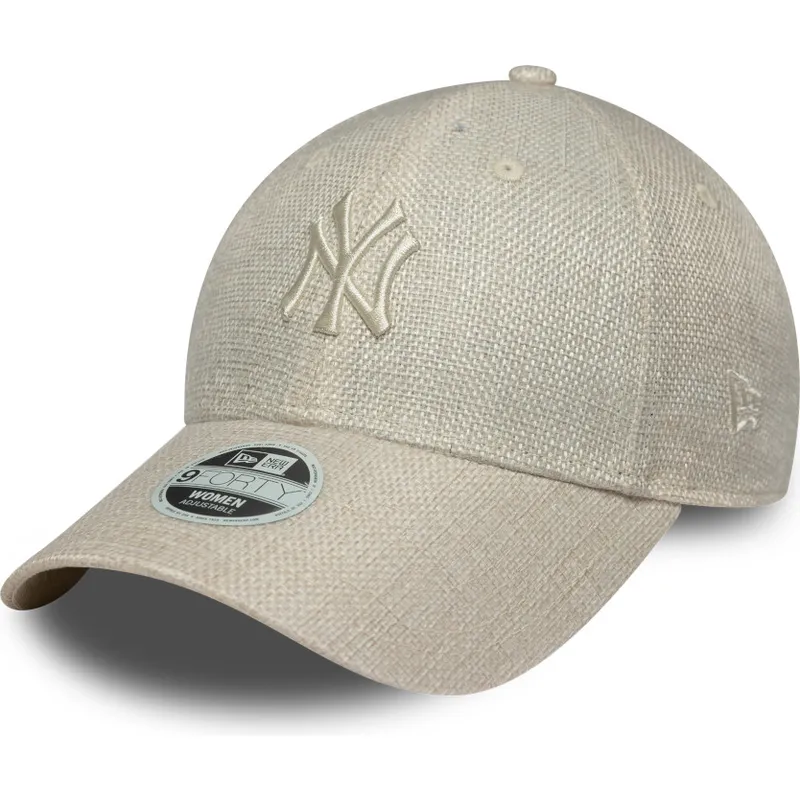 petten-gebogen-beige-verstelbaar-9forty-woven-van-new-york-yankees-mlb-van-new-era
