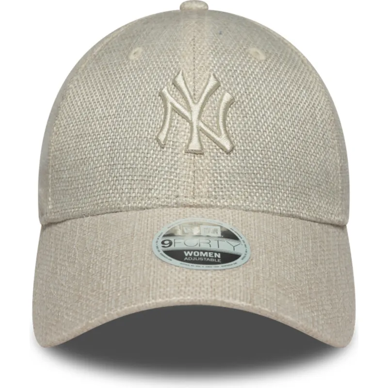 petten-gebogen-beige-verstelbaar-9forty-woven-van-new-york-yankees-mlb-van-new-era