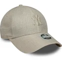 petten-gebogen-beige-verstelbaar-9forty-woven-van-new-york-yankees-mlb-van-new-era