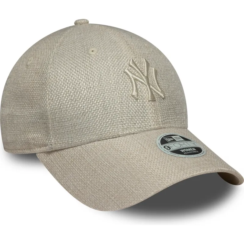 petten-gebogen-beige-verstelbaar-9forty-woven-van-new-york-yankees-mlb-van-new-era