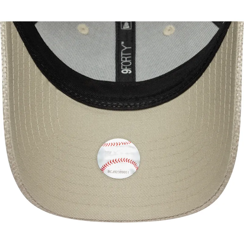 petten-gebogen-beige-verstelbaar-9forty-woven-van-new-york-yankees-mlb-van-new-era