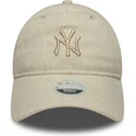 petten-gebogen-beige-verstelbaar-9twenty-linen-van-new-york-yankees-mlb-van-new-era