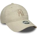 petten-gebogen-beige-verstelbaar-9twenty-linen-van-new-york-yankees-mlb-van-new-era