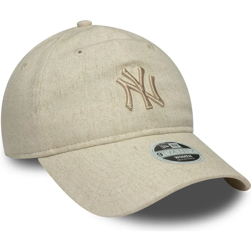 petten-gebogen-beige-verstelbaar-9twenty-linen-van-new-york-yankees-mlb-van-new-era