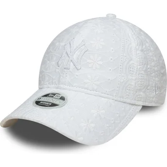 Petten gebogen wit verstelbaar 9TWENTY Broderie van New York Yankees MLB van New Era