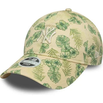 Petten gebogen beige verstelbaar 9TWENTY All Over Print Tropical van New York Yankees MLB van New Era