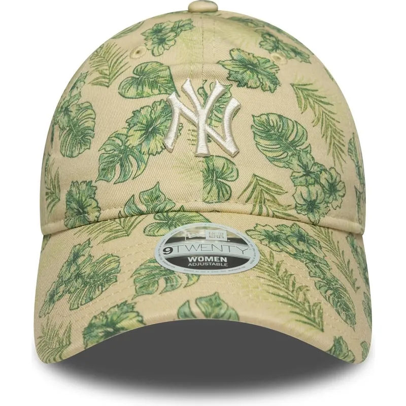 petten-gebogen-beige-verstelbaar-9twenty-all-over-print-tropical-van-new-york-yankees-mlb-van-new-era