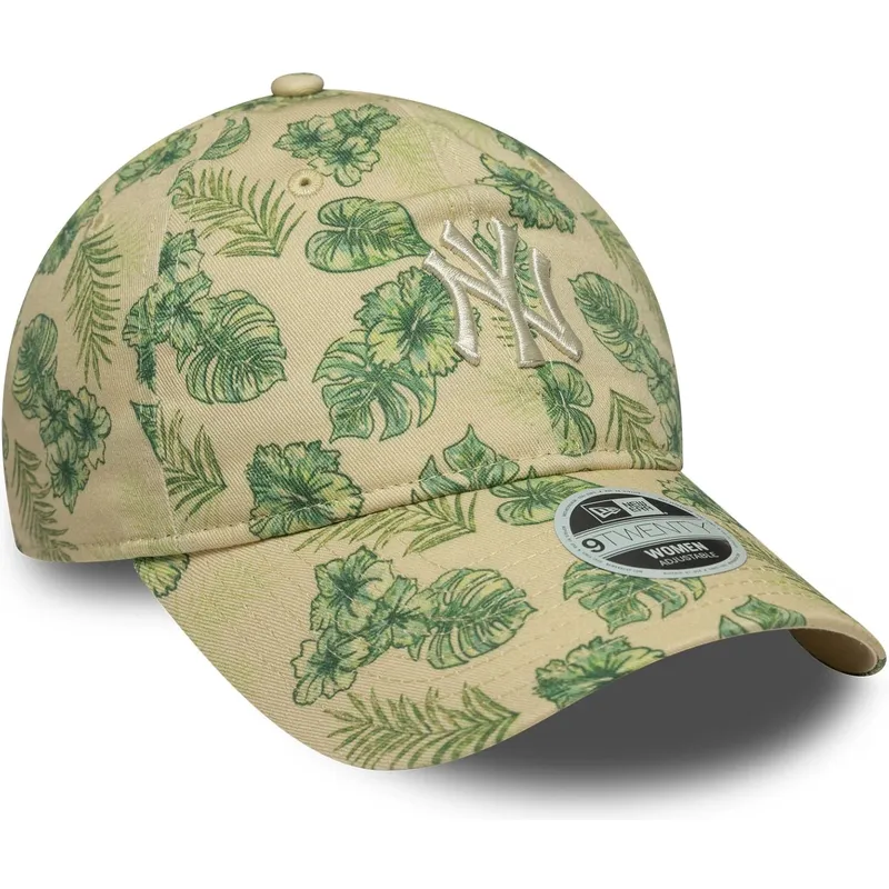 petten-gebogen-beige-verstelbaar-9twenty-all-over-print-tropical-van-new-york-yankees-mlb-van-new-era