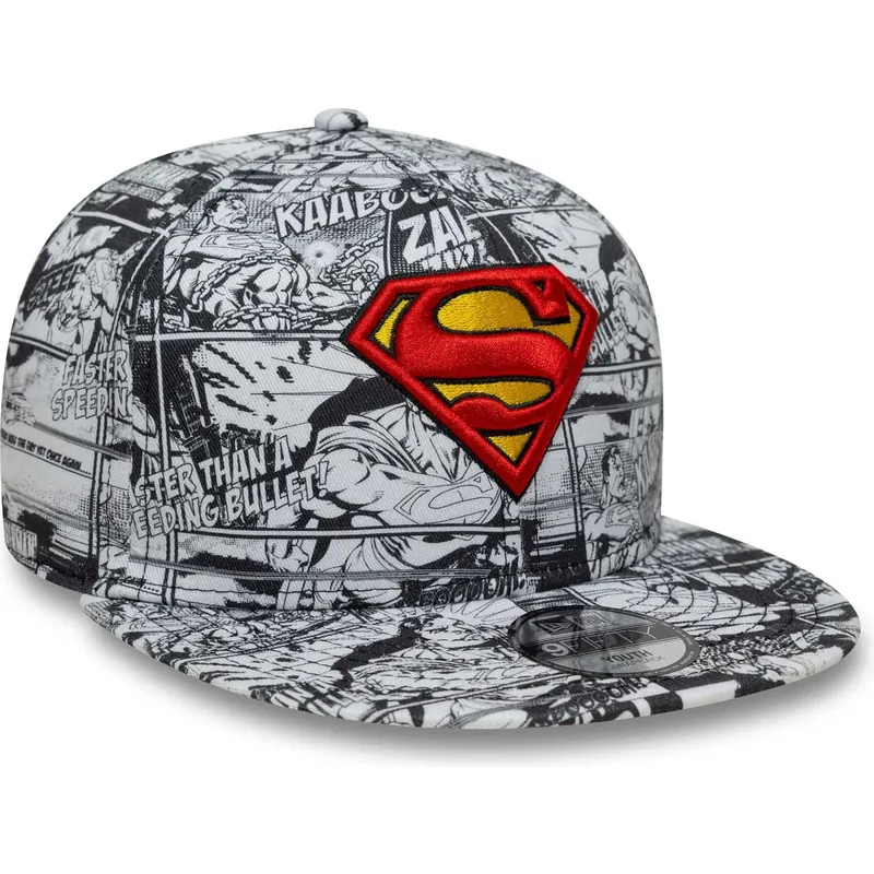 petten-plat-zwart-snapback-voor-kinderen-9fifty-all-over-print-van-superman-dc-comics-van-new-era
